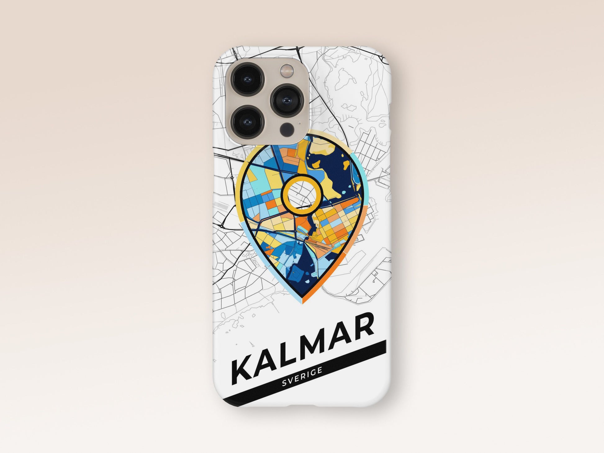 Kalmar Sweden slim phone case with colorful icon. Birthday, wedding or housewarming gift. Couple match cases. 1