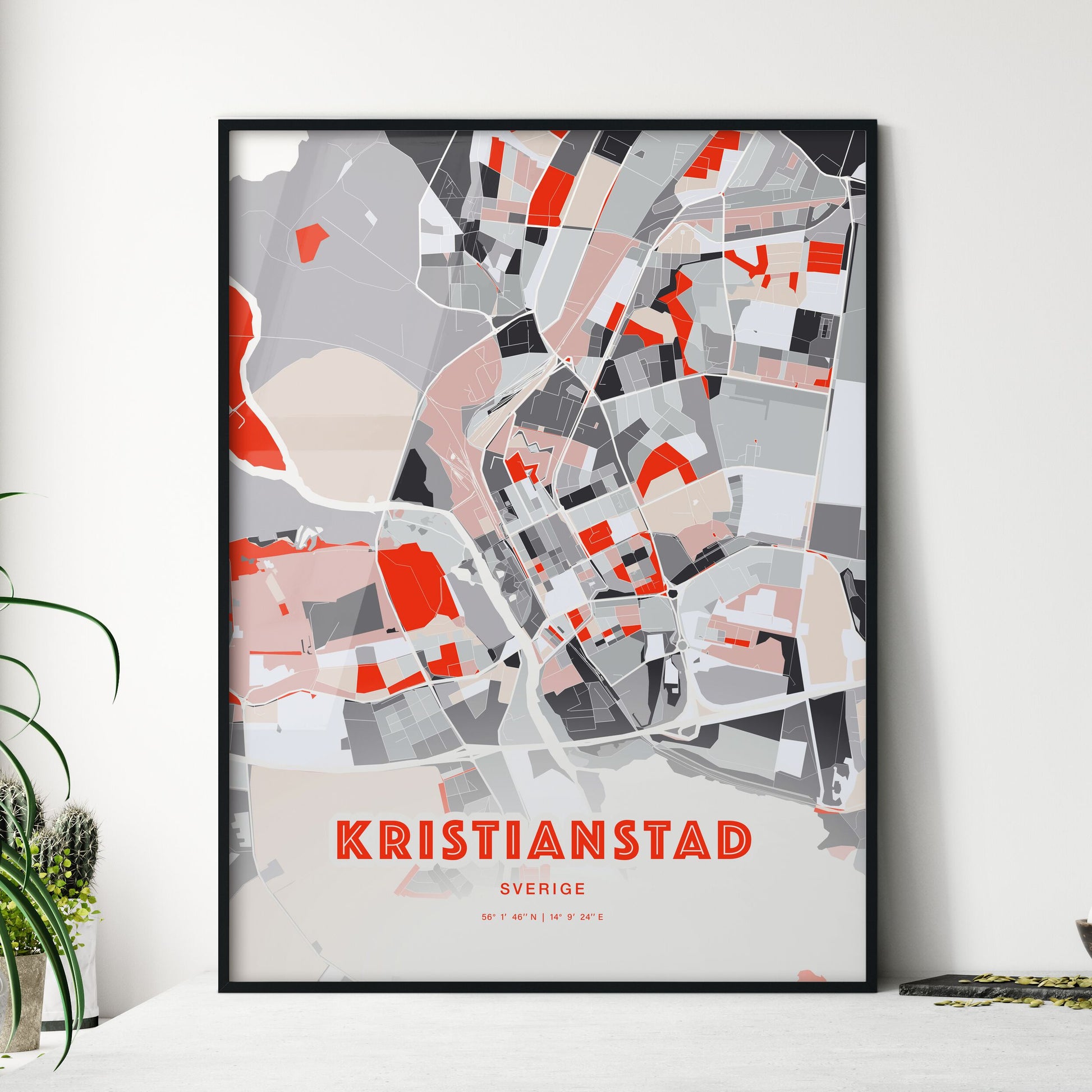 Colorful KRISTIANSTAD SWEDEN Fine Art Map Modern