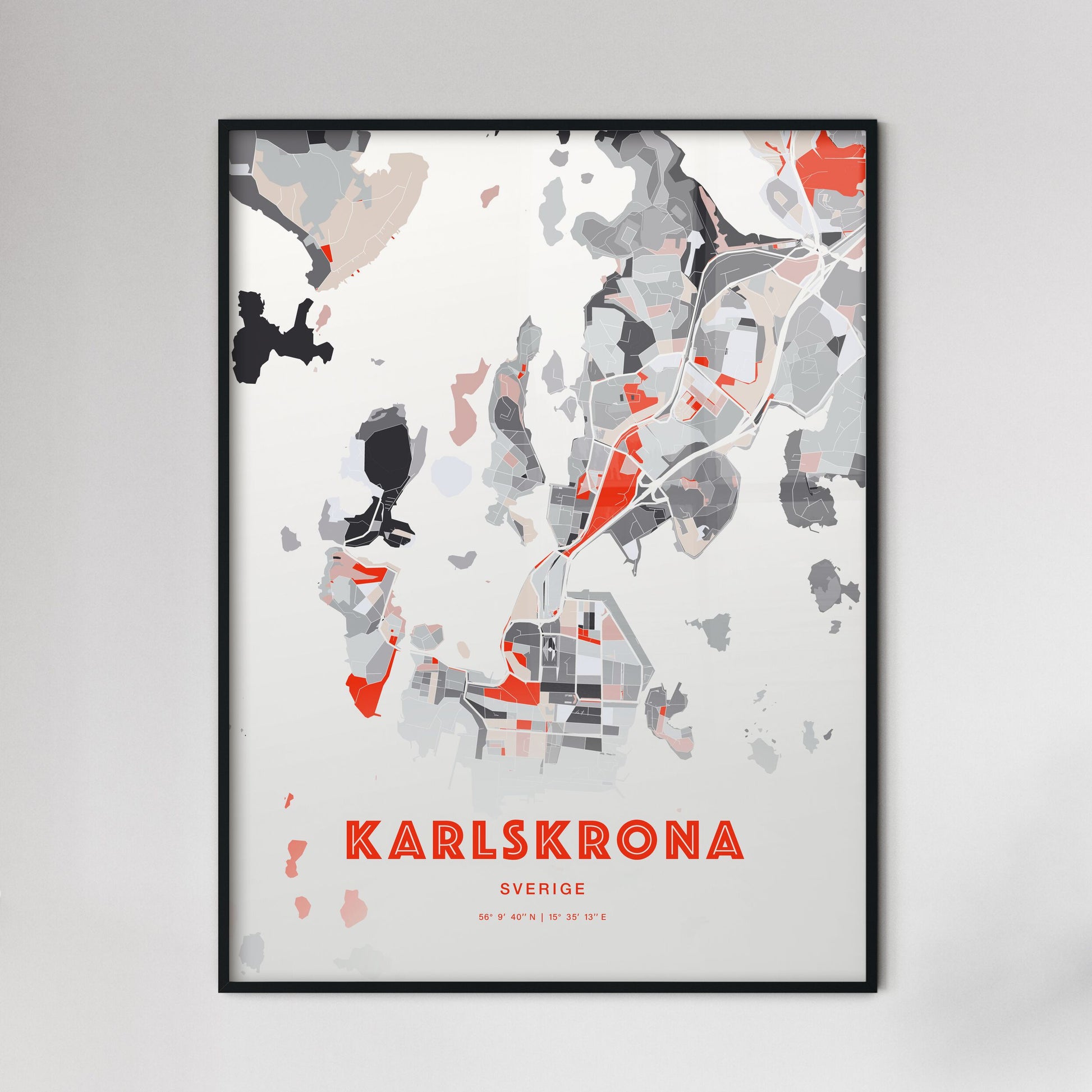 Colorful KARLSKRONA SWEDEN Fine Art Map Modern