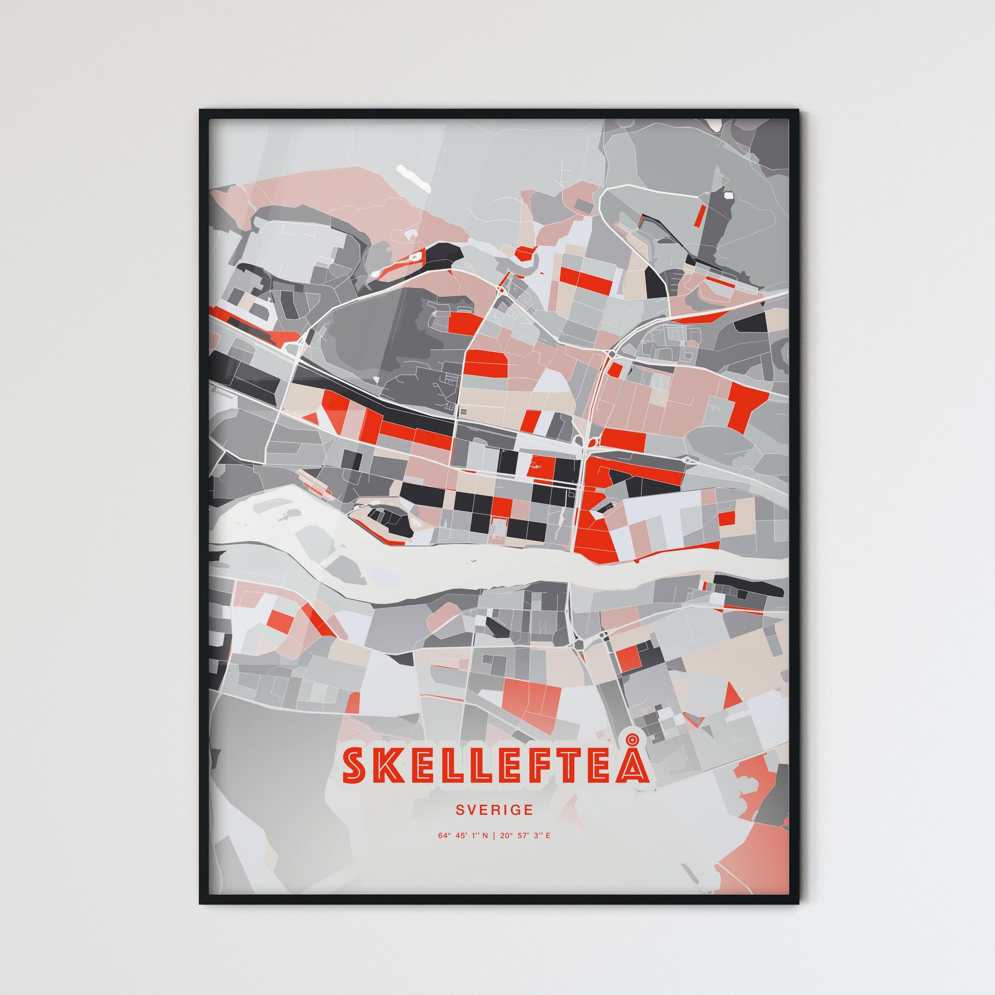 Colorful SKELLEFTEÅ SWEDEN Fine Art Map Modern