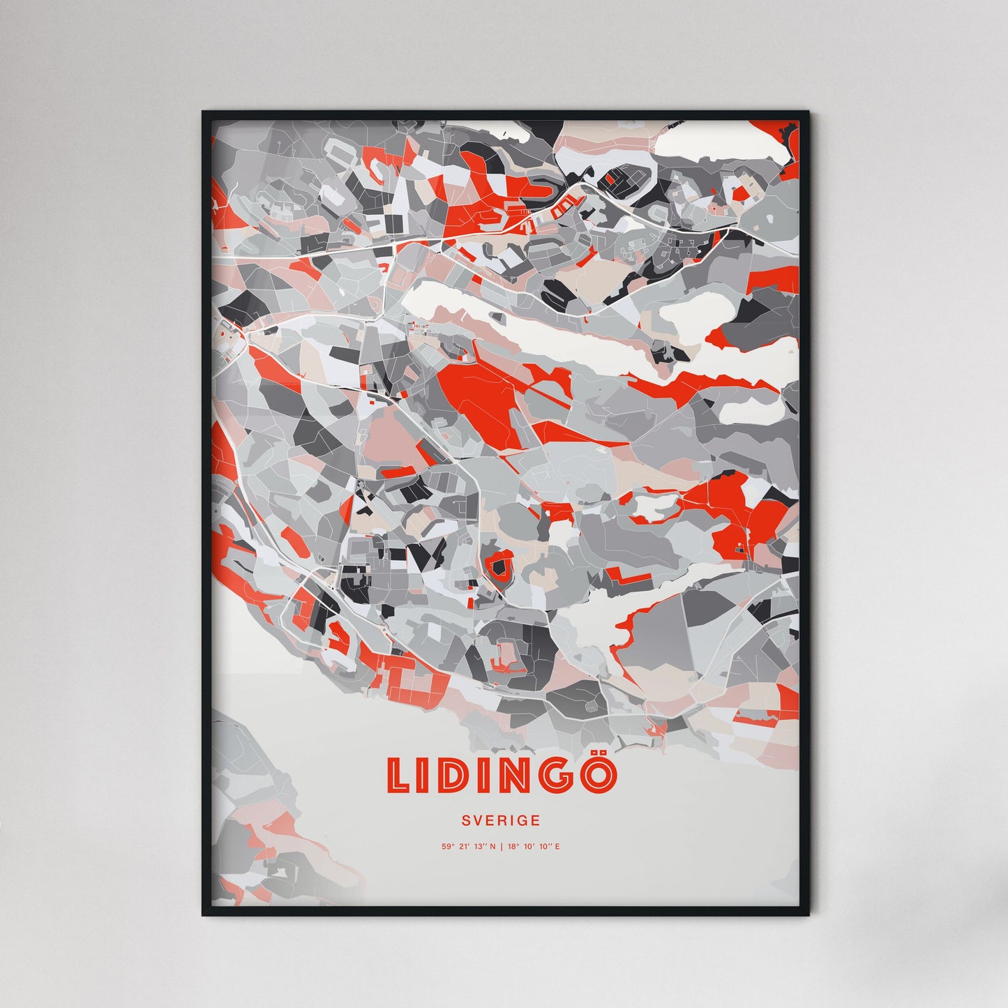 Colorful LIDINGÖ SWEDEN Fine Art Map Modern