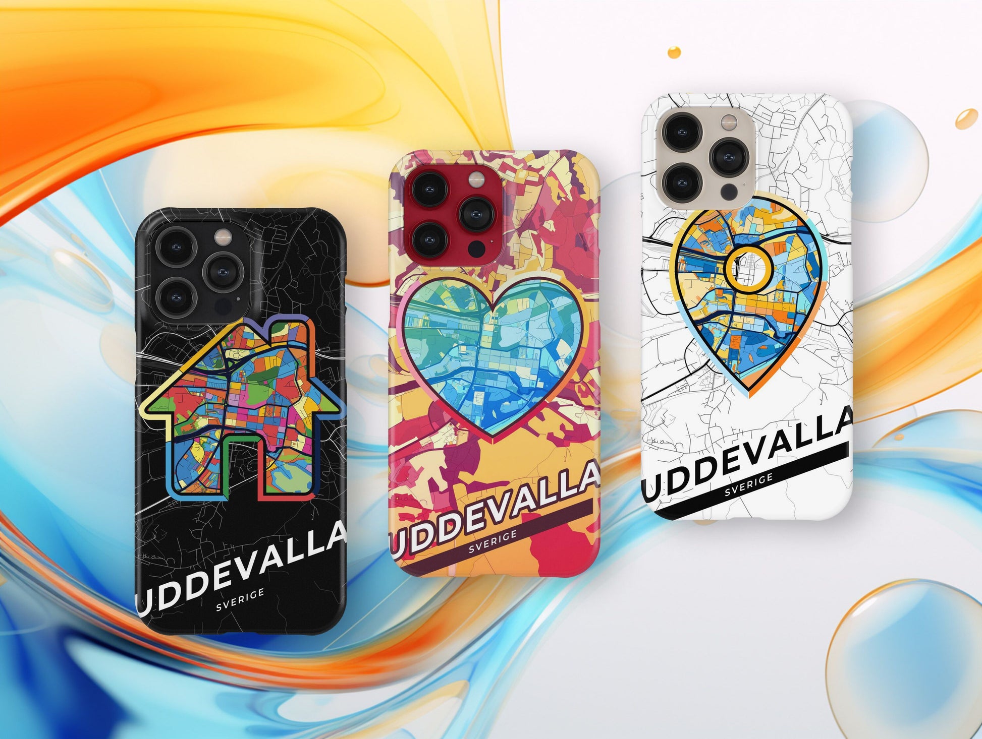 Uddevalla Sweden slim phone case with colorful icon. Birthday, wedding or housewarming gift. Couple match cases.