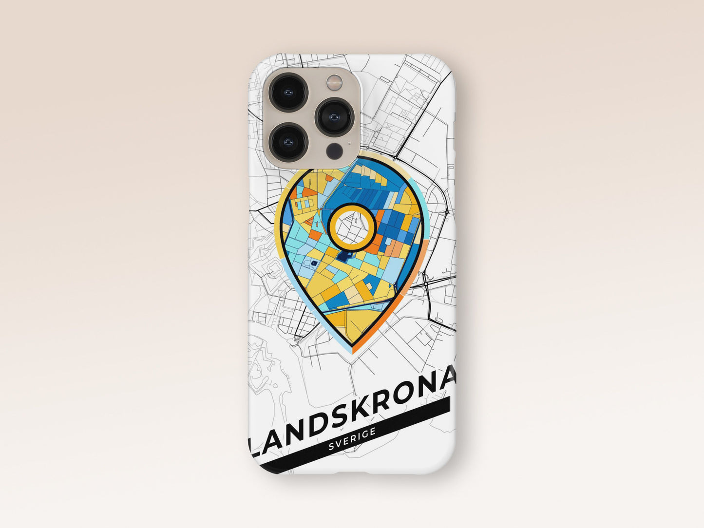 Landskrona Sweden slim phone case with colorful icon. Birthday, wedding or housewarming gift. Couple match cases. 1