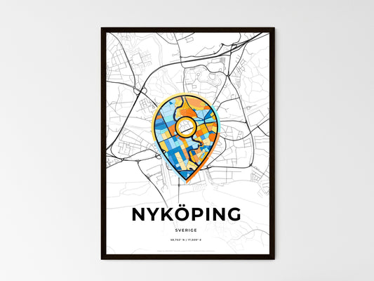 Nyköping Sweden wedding art map with pointer icon