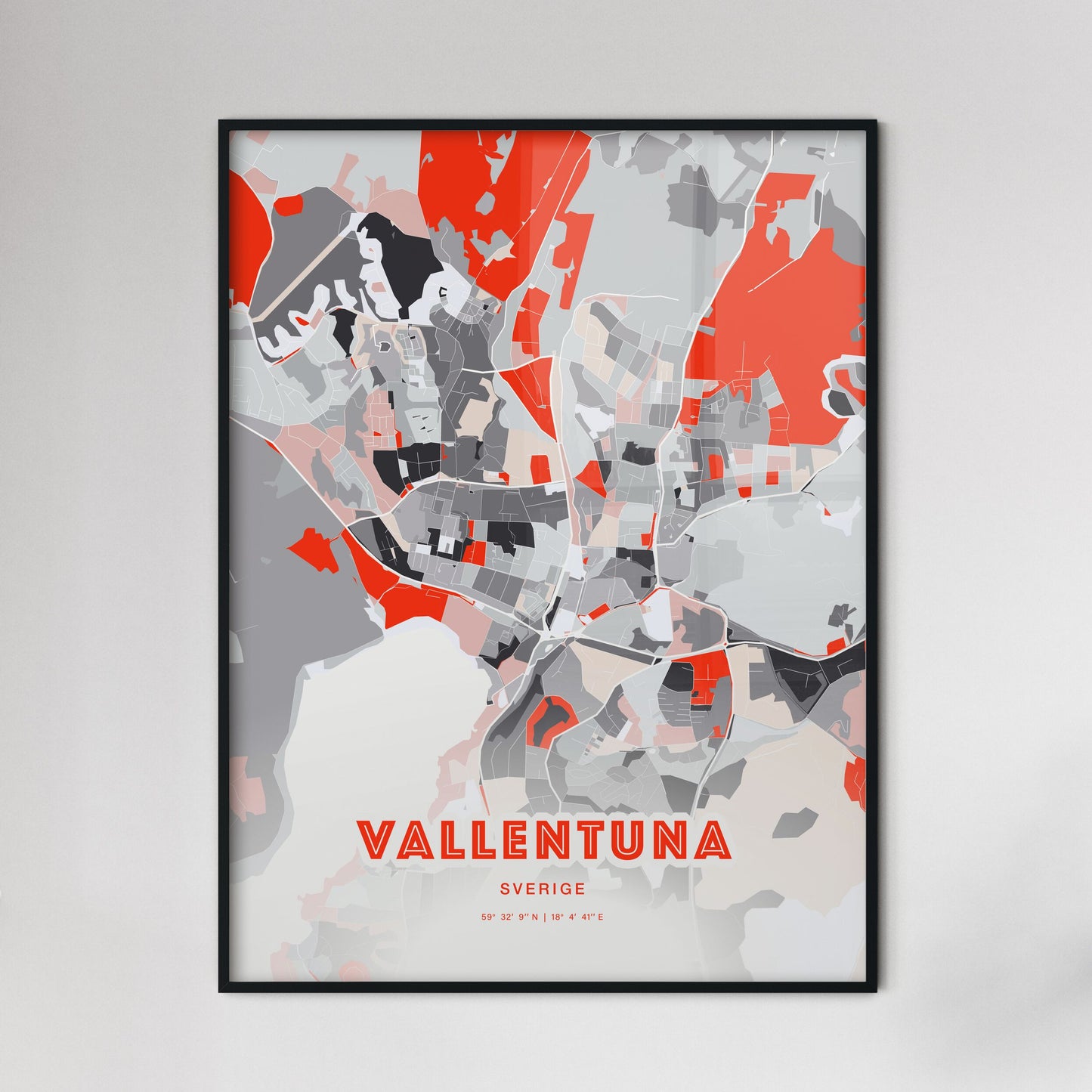 Colorful VALLENTUNA SWEDEN Fine Art Map Modern