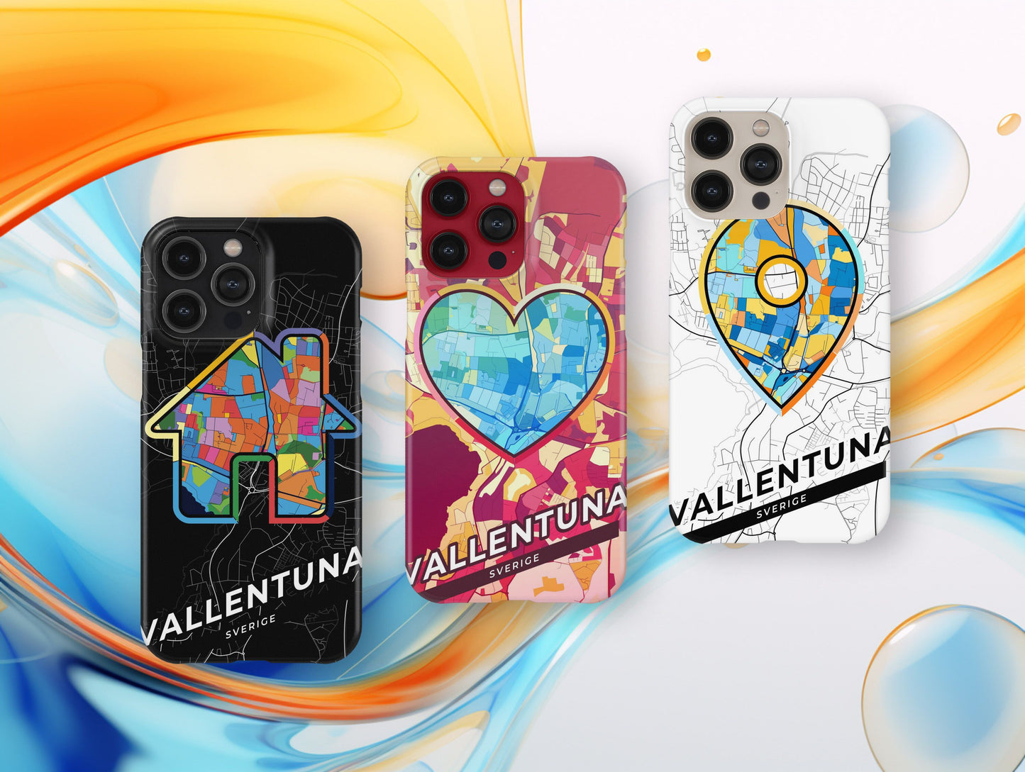 Vallentuna Sweden slim phone case with colorful icon