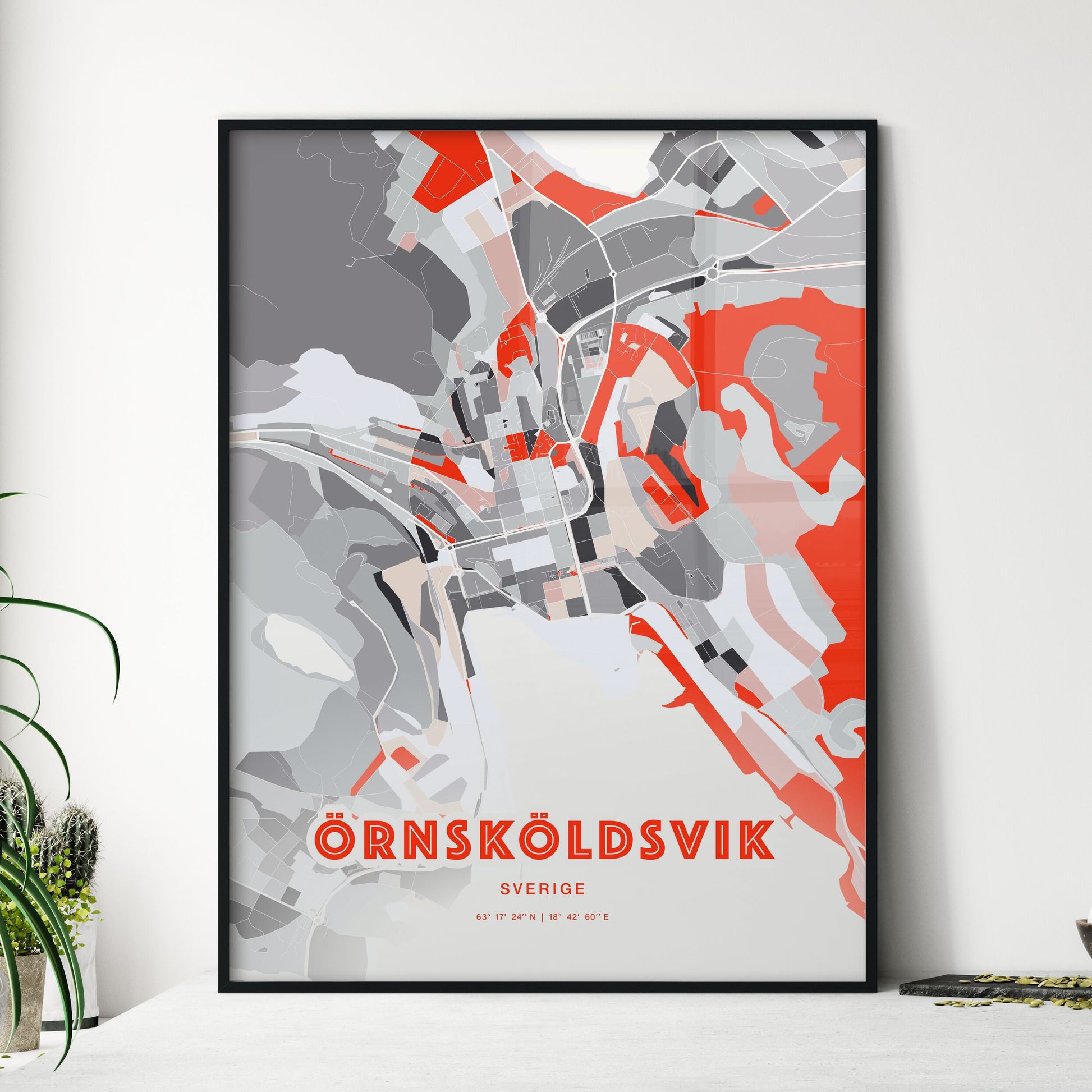 Colorful ÖRNSKÖLDSVIK SWEDEN Fine Art Map Modern