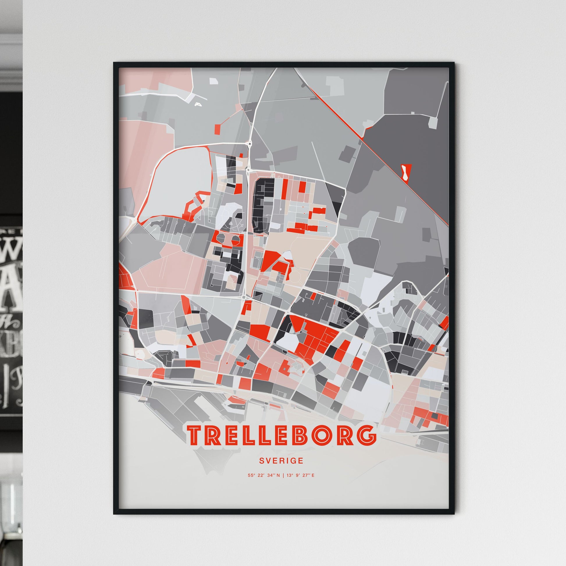 Colorful TRELLEBORG SWEDEN Fine Art Map Modern