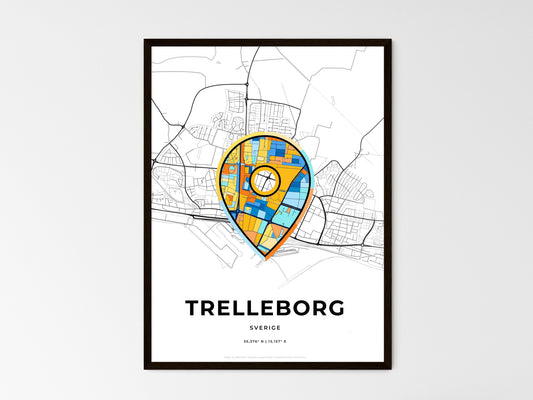 Trelleborg Sweden wedding art map with pointer icon