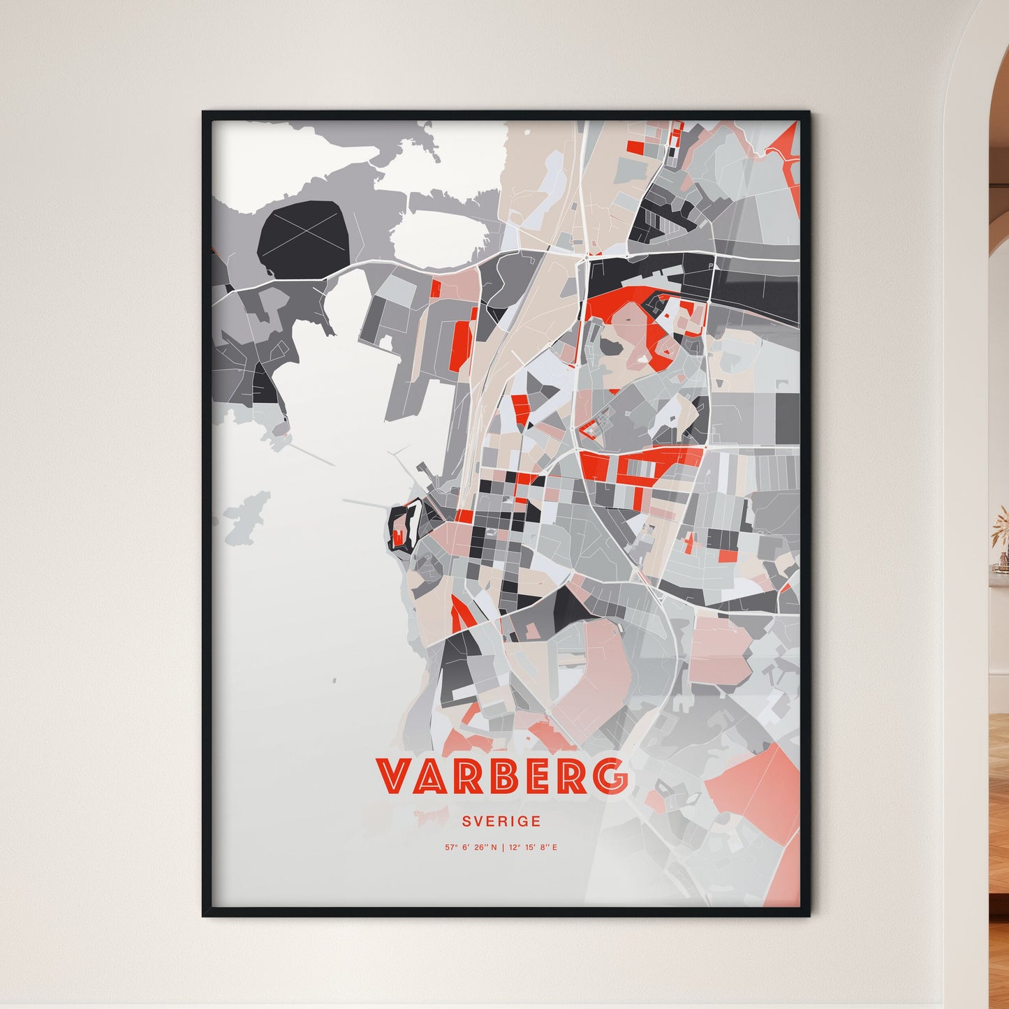 Colorful VARBERG SWEDEN Fine Art Map Modern