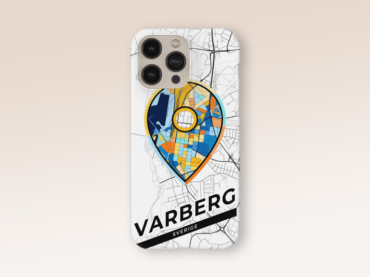 Varberg Sweden slim phone case with colorful icon 1