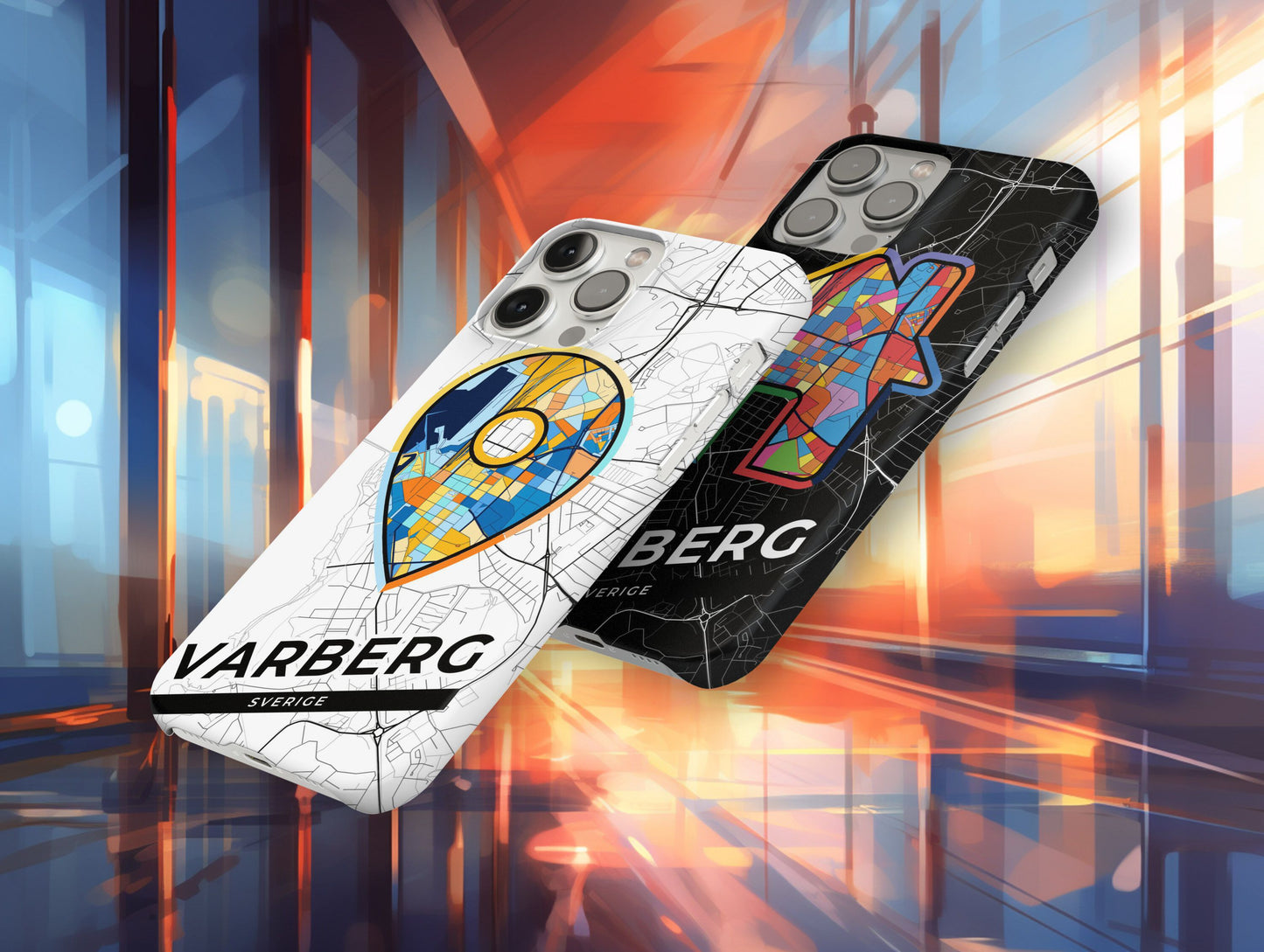 Varberg Sweden slim phone case with colorful icon