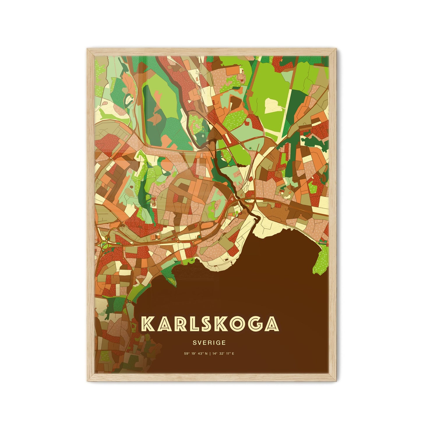 Colorful KARLSKOGA SWEDEN Fine Art Map Farmhouse