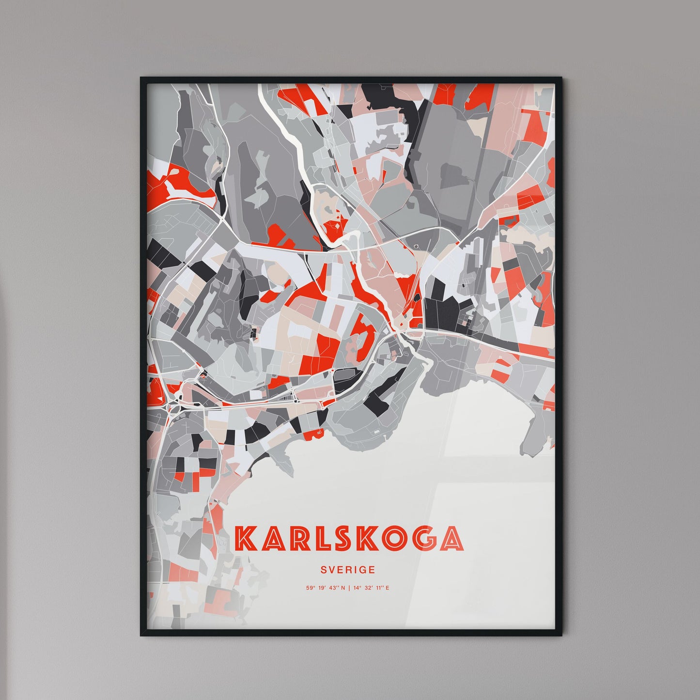 Colorful KARLSKOGA SWEDEN Fine Art Map Modern