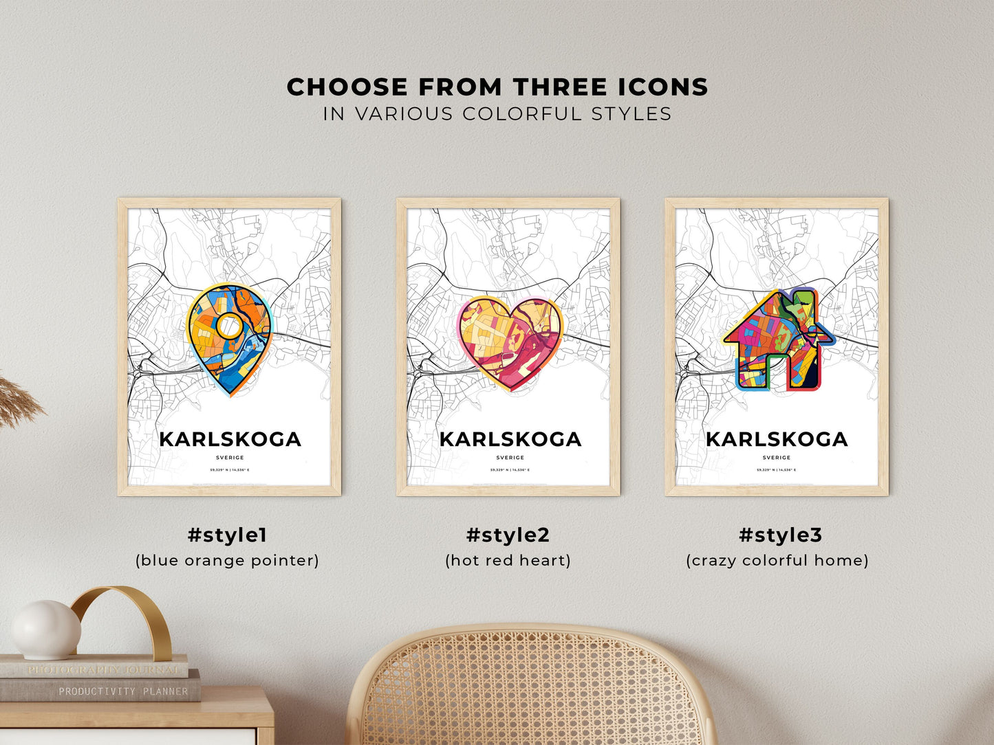 Karlskoga Sweden maps with colorful icons