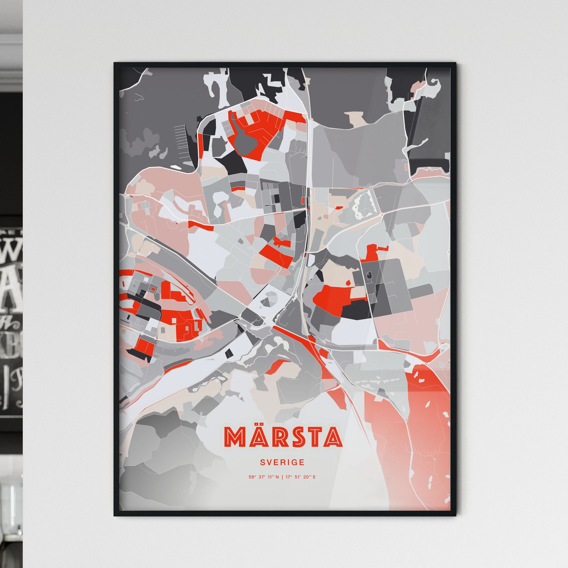 Colorful MÄRSTA SWEDEN Fine Art Map Modern