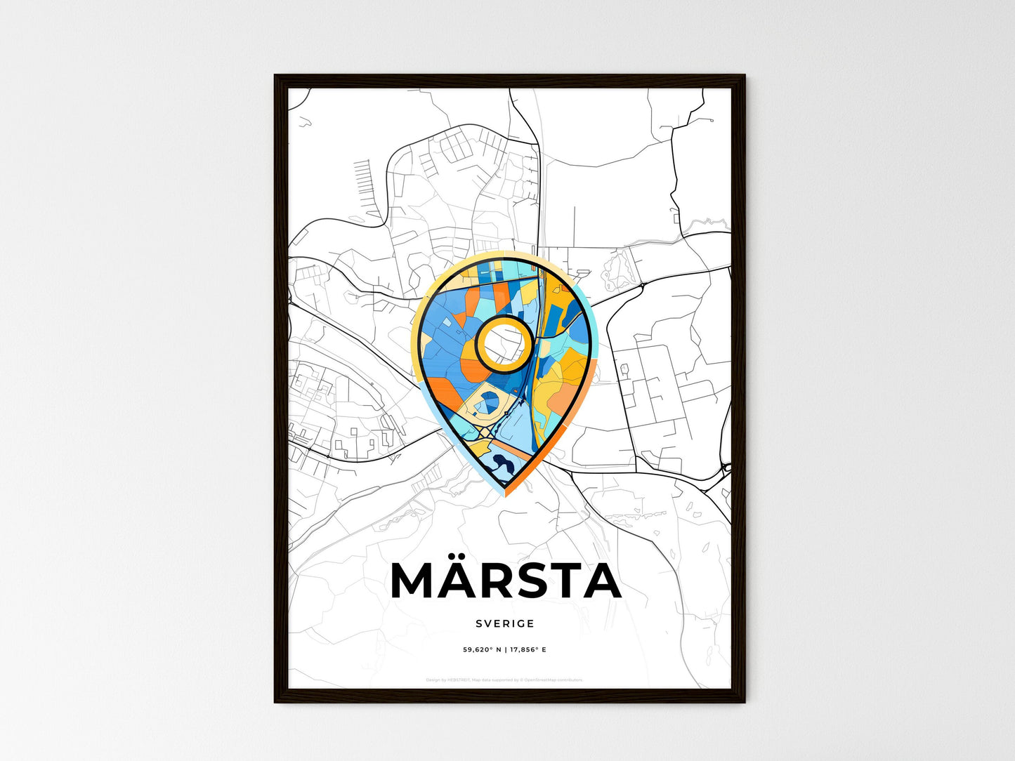 Märsta Sweden wedding art map with pointer icon