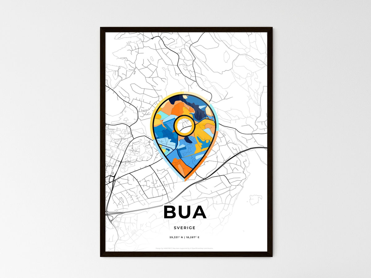 Boo Sweden wedding art map with pointer icon