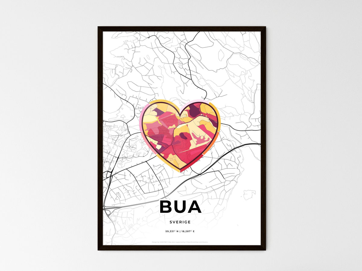 Boo Sweden wedding art map with heart icon