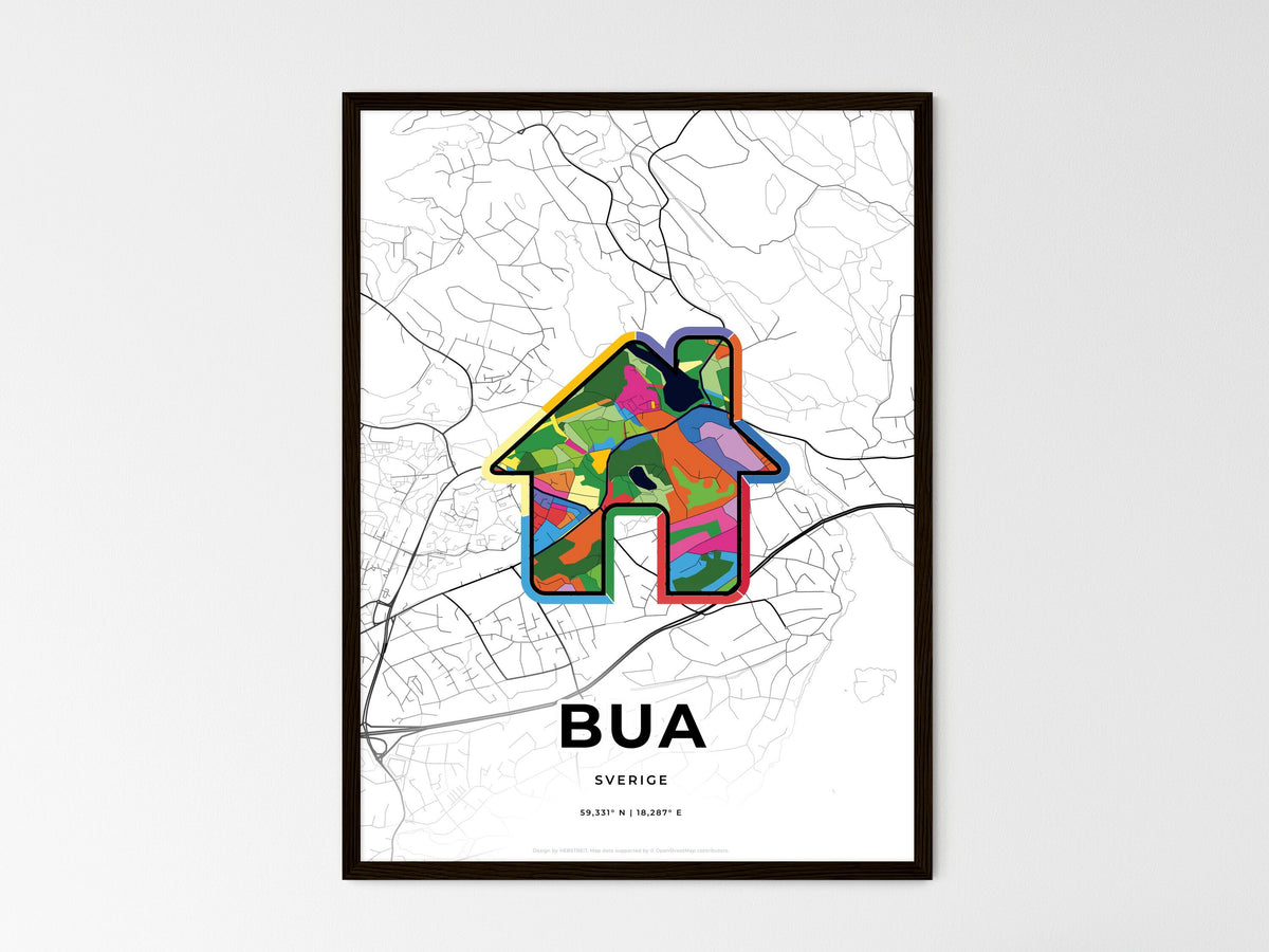 Boo Sweden wedding art map with home icon