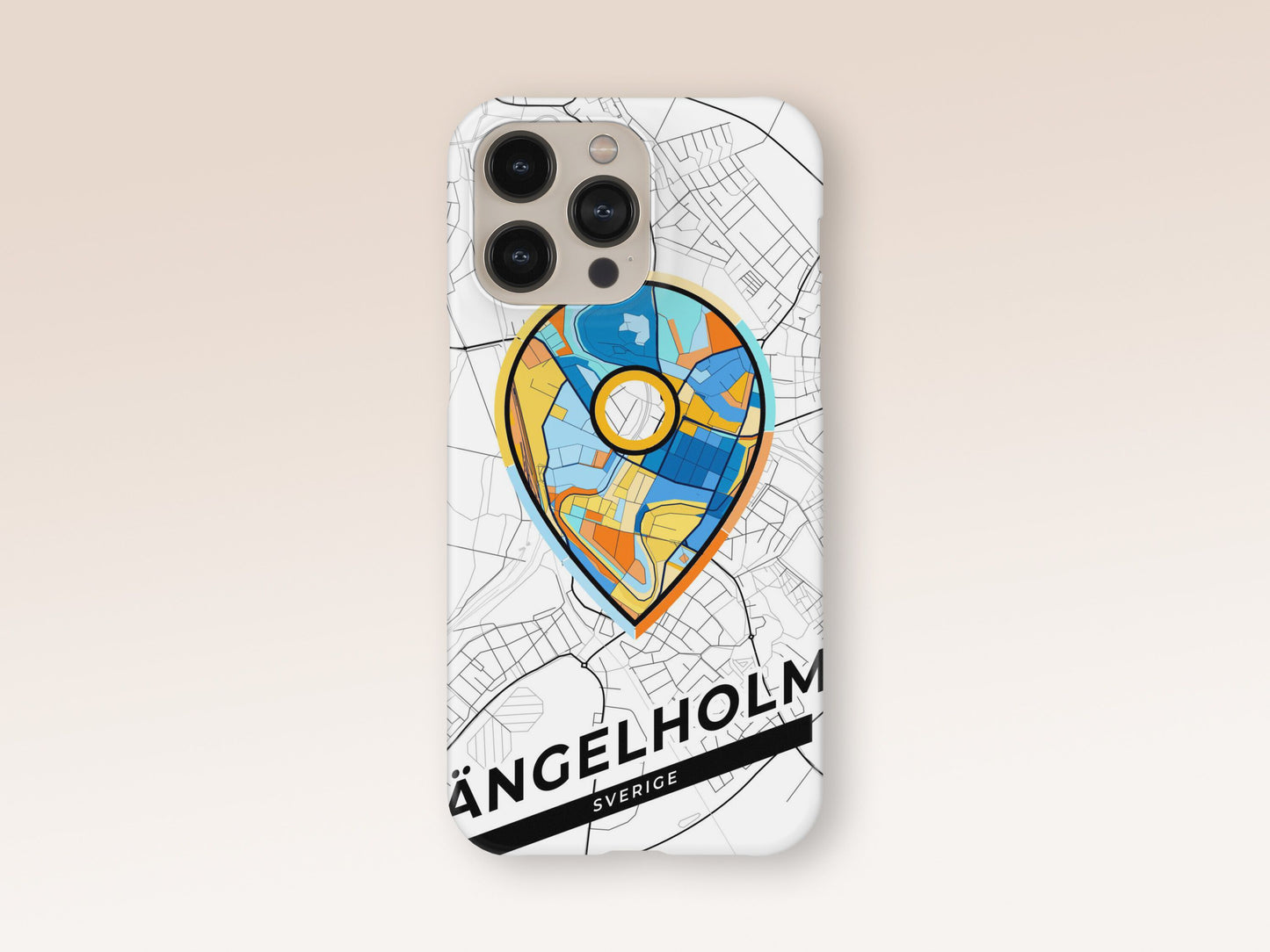 Ängelholm Sweden slim phone case with colorful icon. Birthday, wedding or housewarming gift. Couple match cases. 1