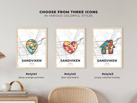 Sandviken Sweden maps with colorful icons