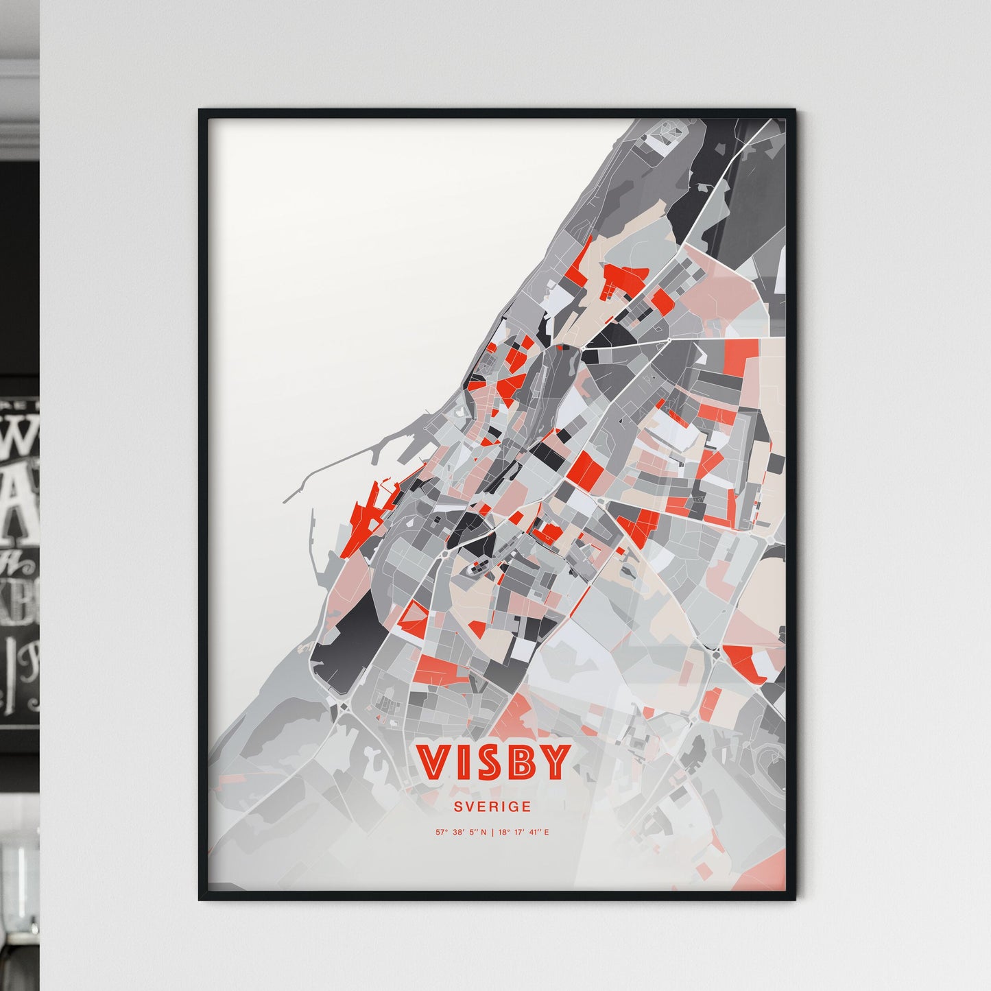 Colorful VISBY SWEDEN Fine Art Map Modern