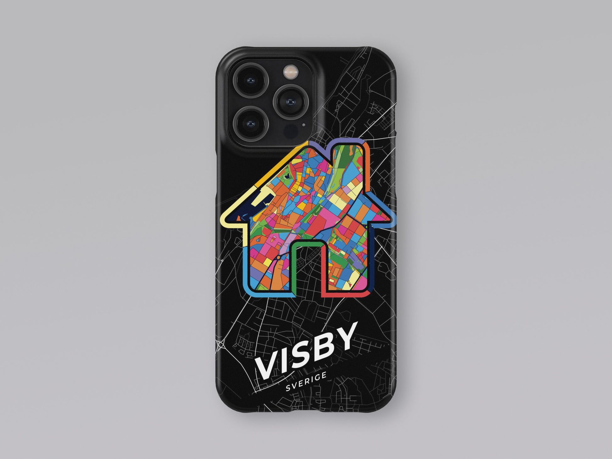 Visby Sweden slim phone case with colorful icon 3