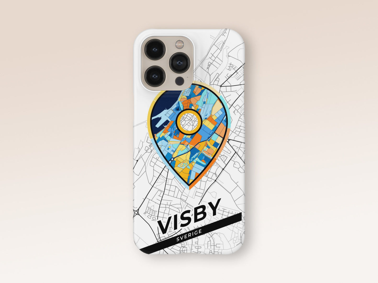 Visby Sweden slim phone case with colorful icon 1