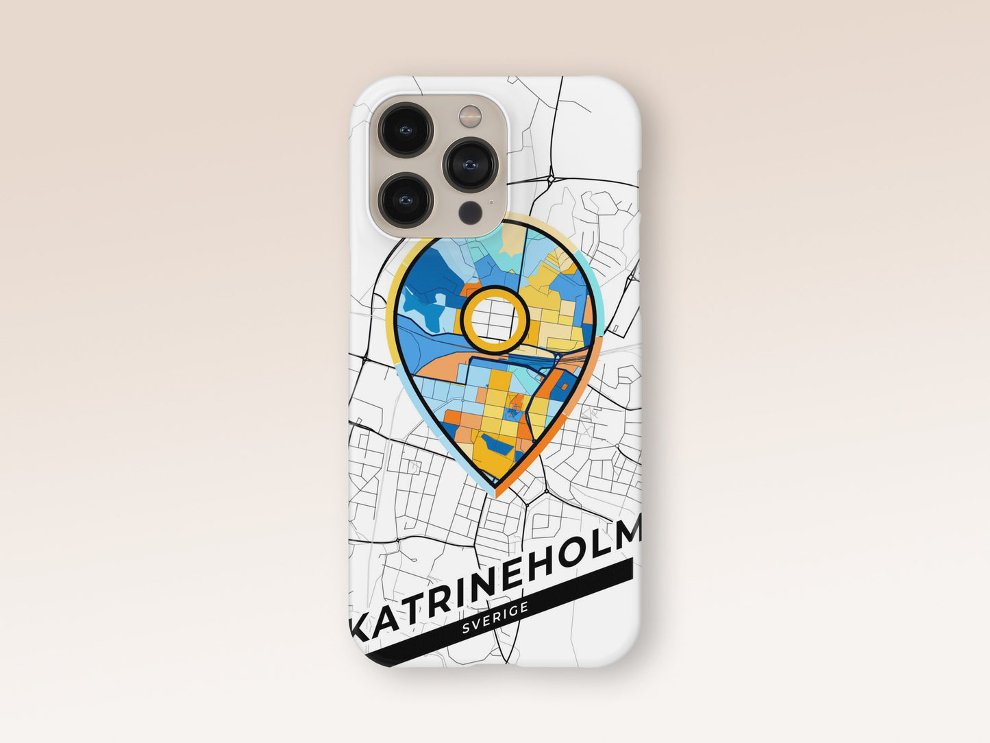Katrineholm Sweden slim phone case with colorful icon. Birthday, wedding or housewarming gift. Couple match cases. 1