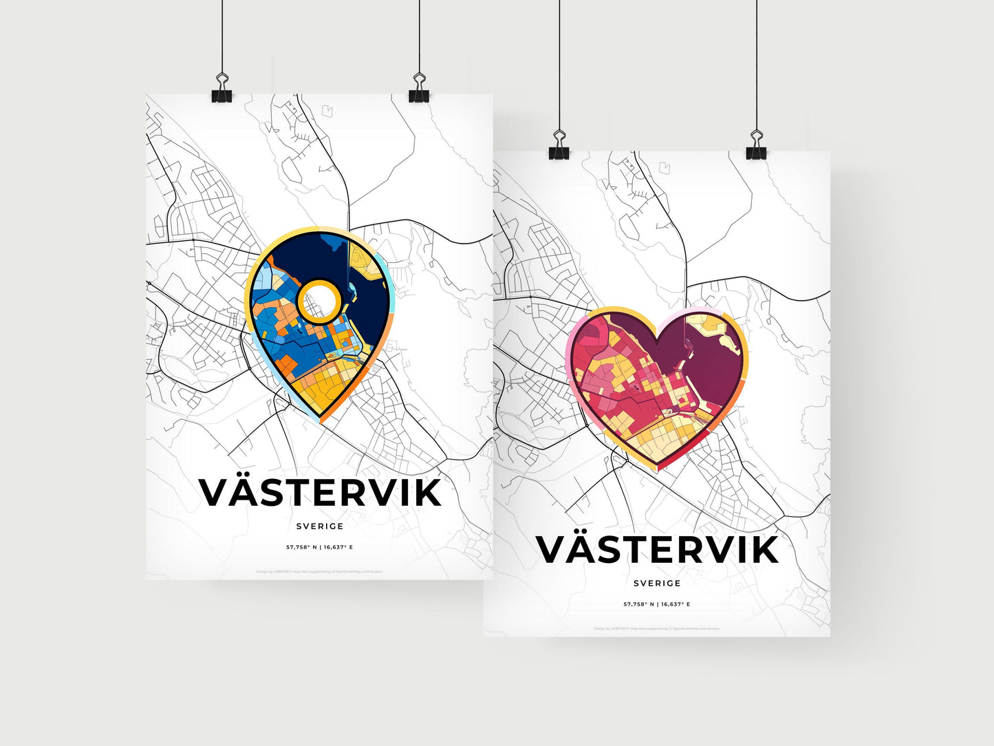 Västervik Sweden art print for couples
