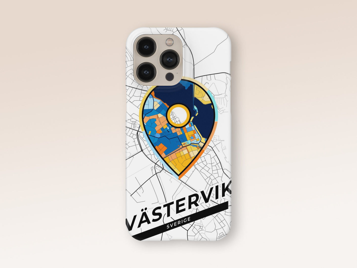 Västervik Sweden slim phone case with colorful icon 1