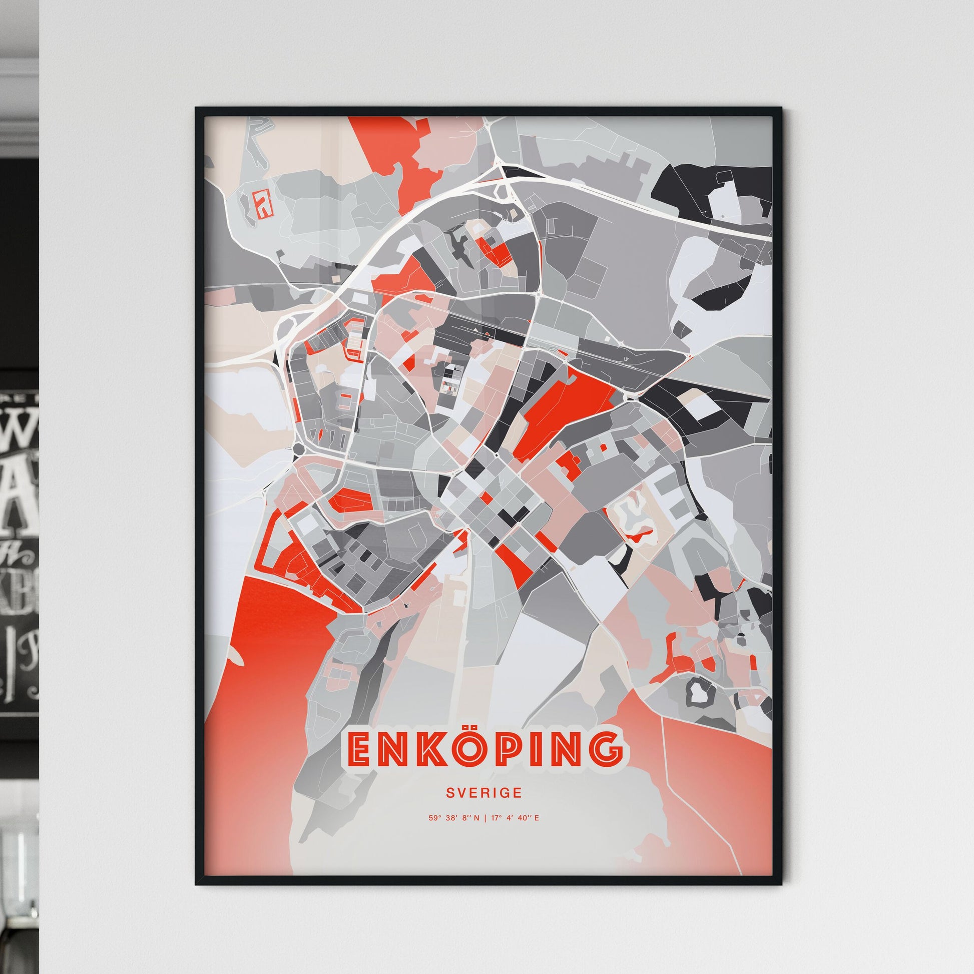 Colorful ENKÖPING SWEDEN Fine Art Map Modern