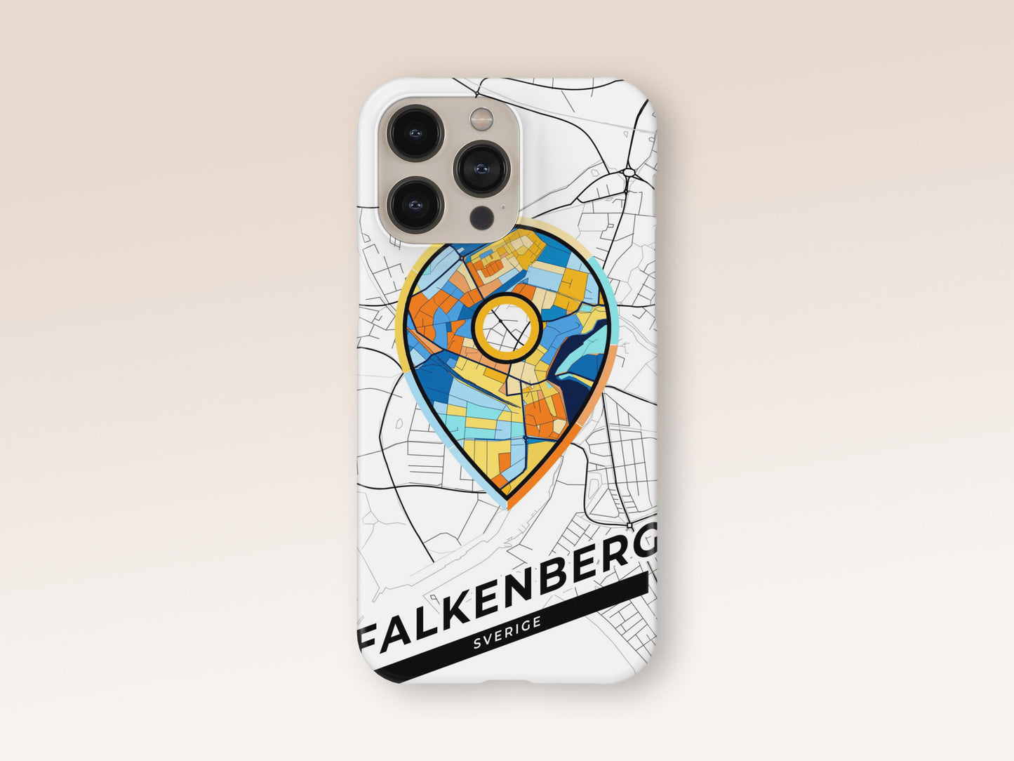 Falkenberg Sweden slim phone case with colorful icon. Birthday, wedding or housewarming gift. Couple match cases. 1