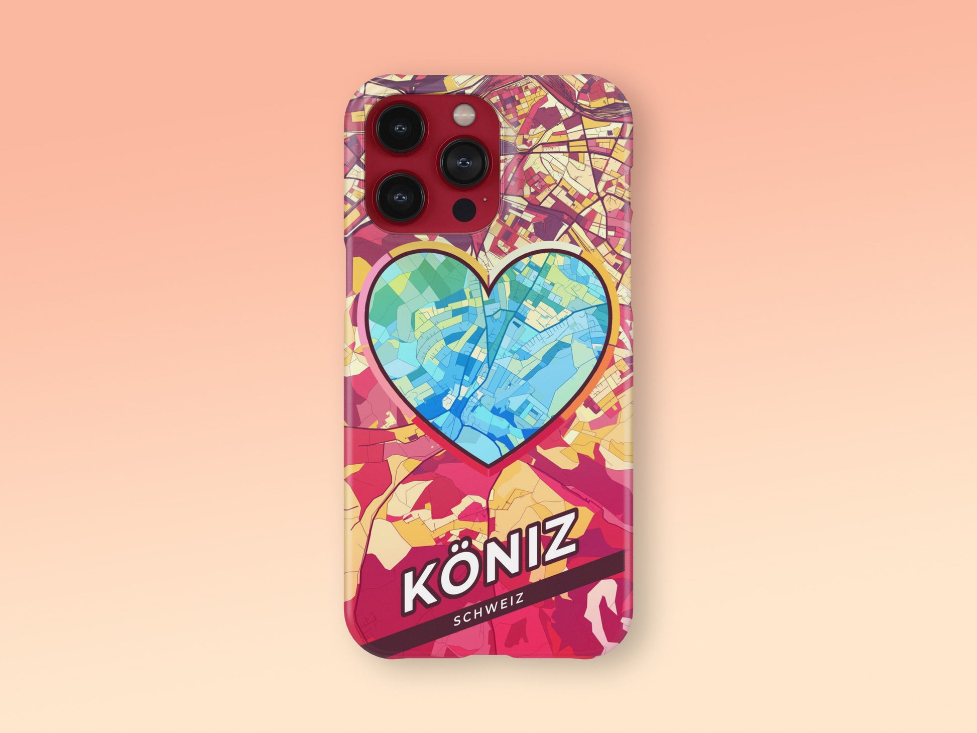 Köniz Switzerland slim phone case with colorful icon. Birthday, wedding or housewarming gift. Couple match cases. 2