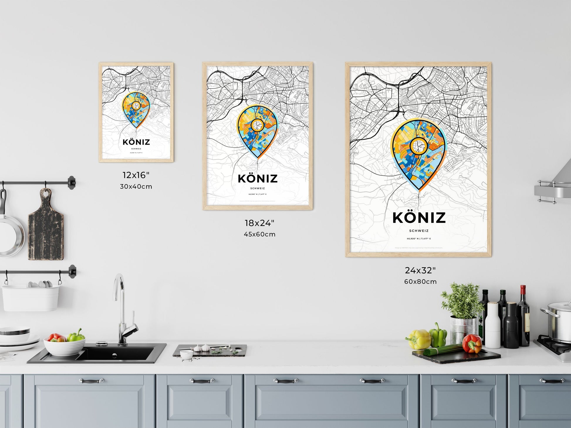 Köniz Switzerland art map size chart