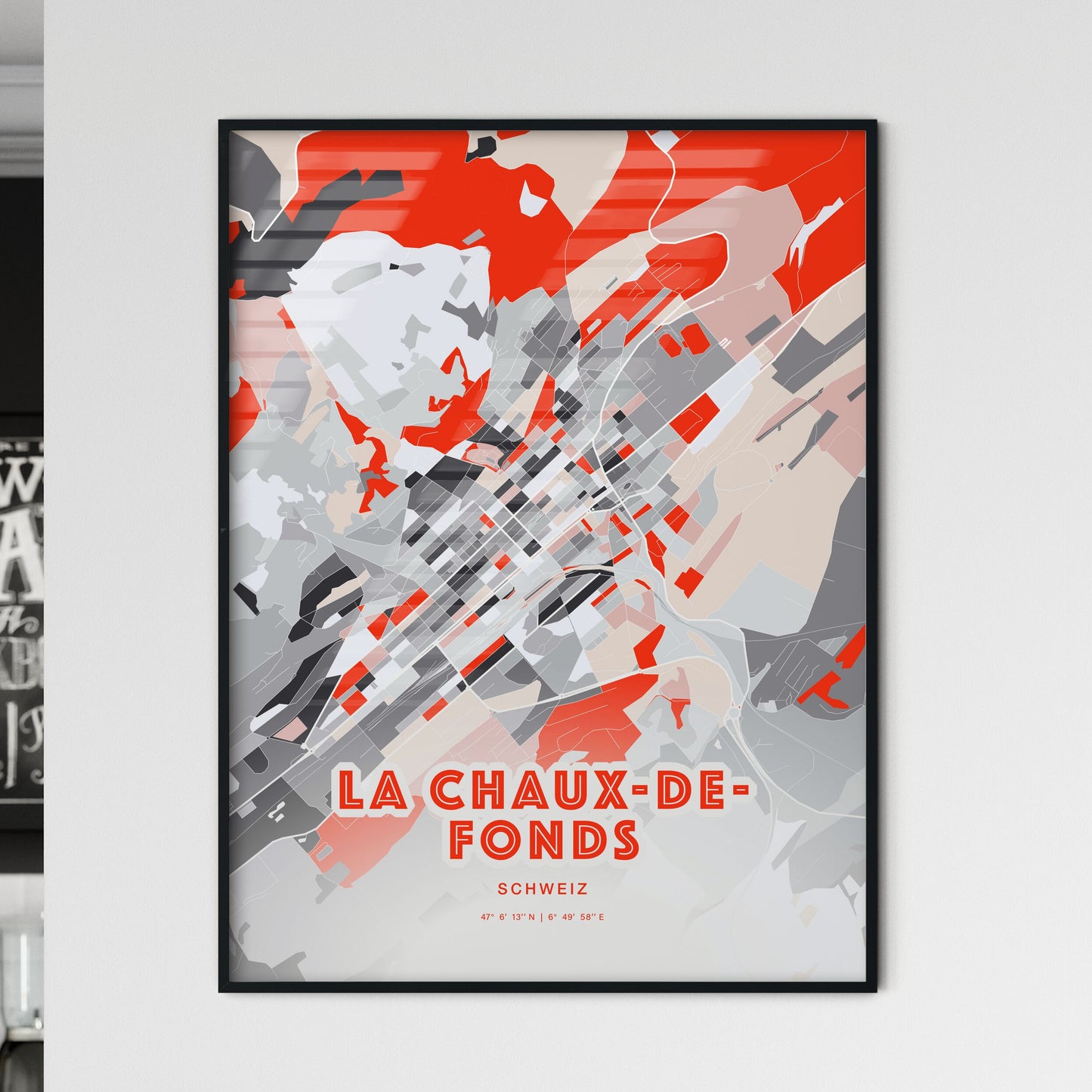 Colorful LA CHAUX-DE-FONDS SWITZERLAND Fine Art Map Modern