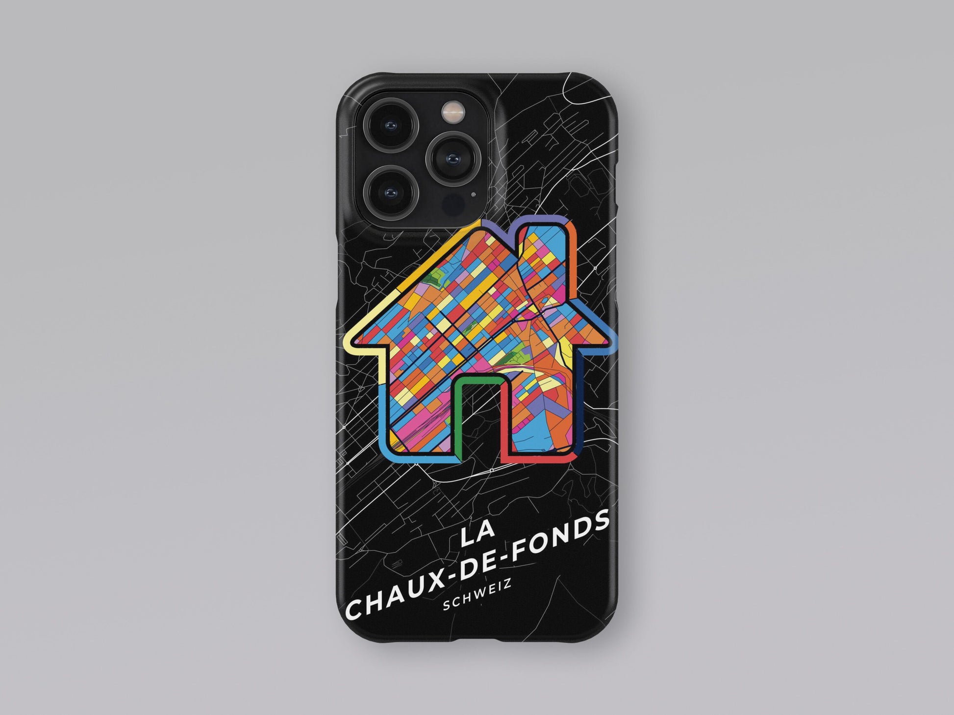 La Chaux-De-Fonds Switzerland slim phone case with colorful icon. Birthday, wedding or housewarming gift. Couple match cases. 3