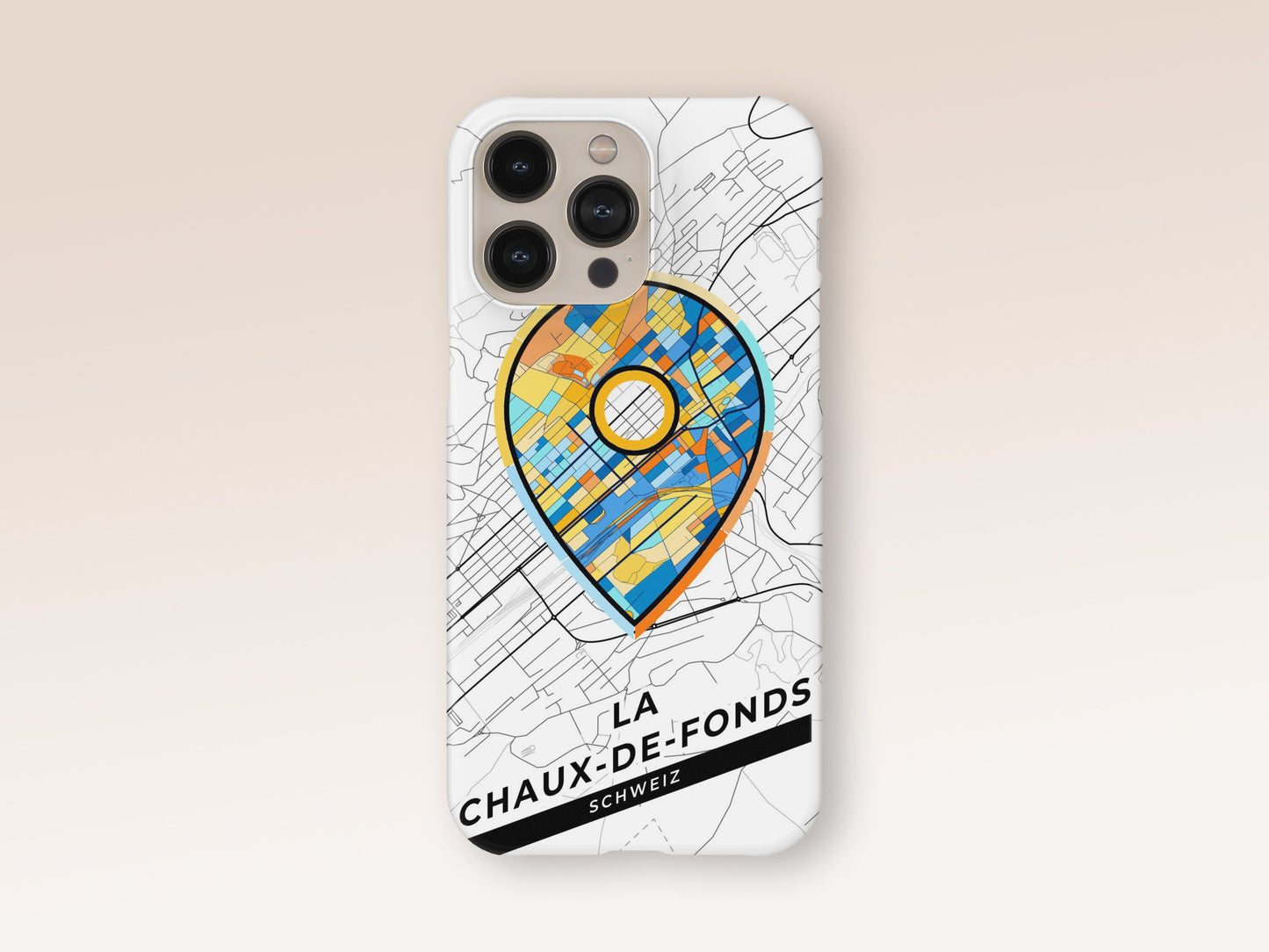 La Chaux-De-Fonds Switzerland slim phone case with colorful icon. Birthday, wedding or housewarming gift. Couple match cases. 1