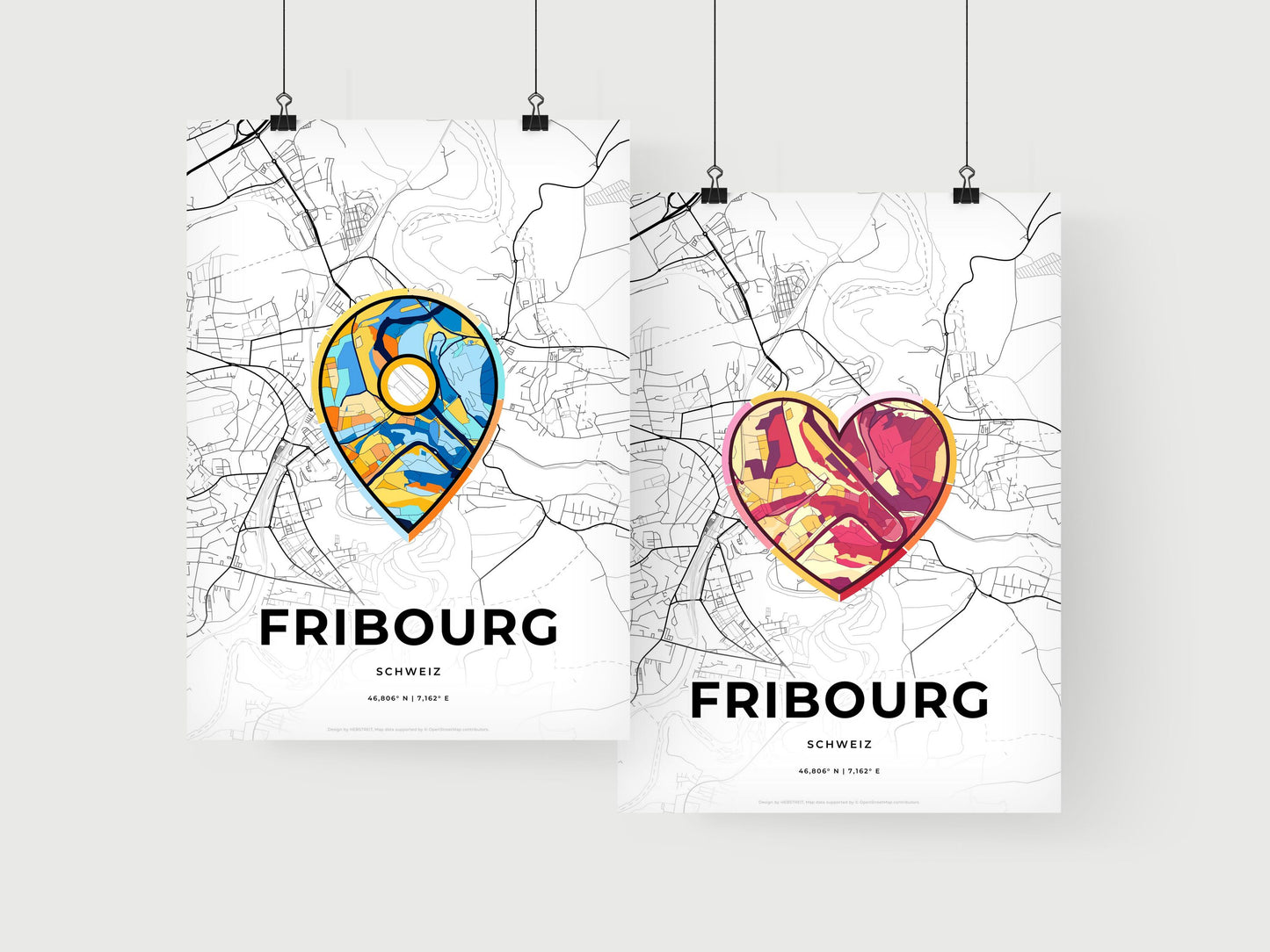 Fribourg Switzerland art print for couples
