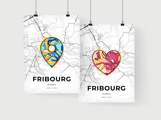 Fribourg Switzerland art print for couples