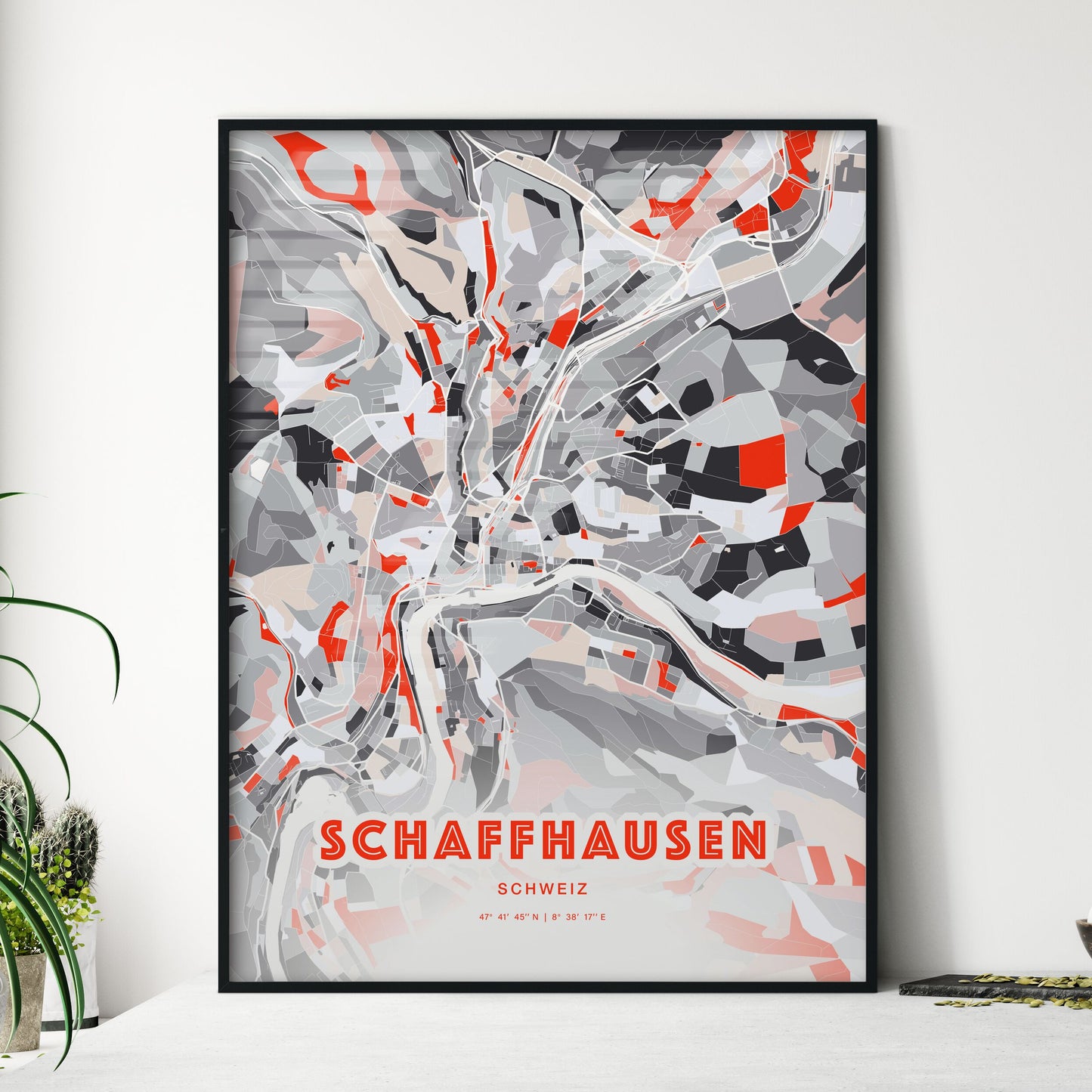 Colorful SCHAFFHAUSEN SWITZERLAND Fine Art Map Modern