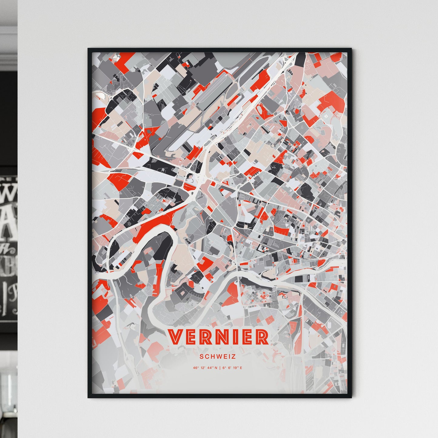 Colorful VERNIER SWITZERLAND Fine Art Map Modern