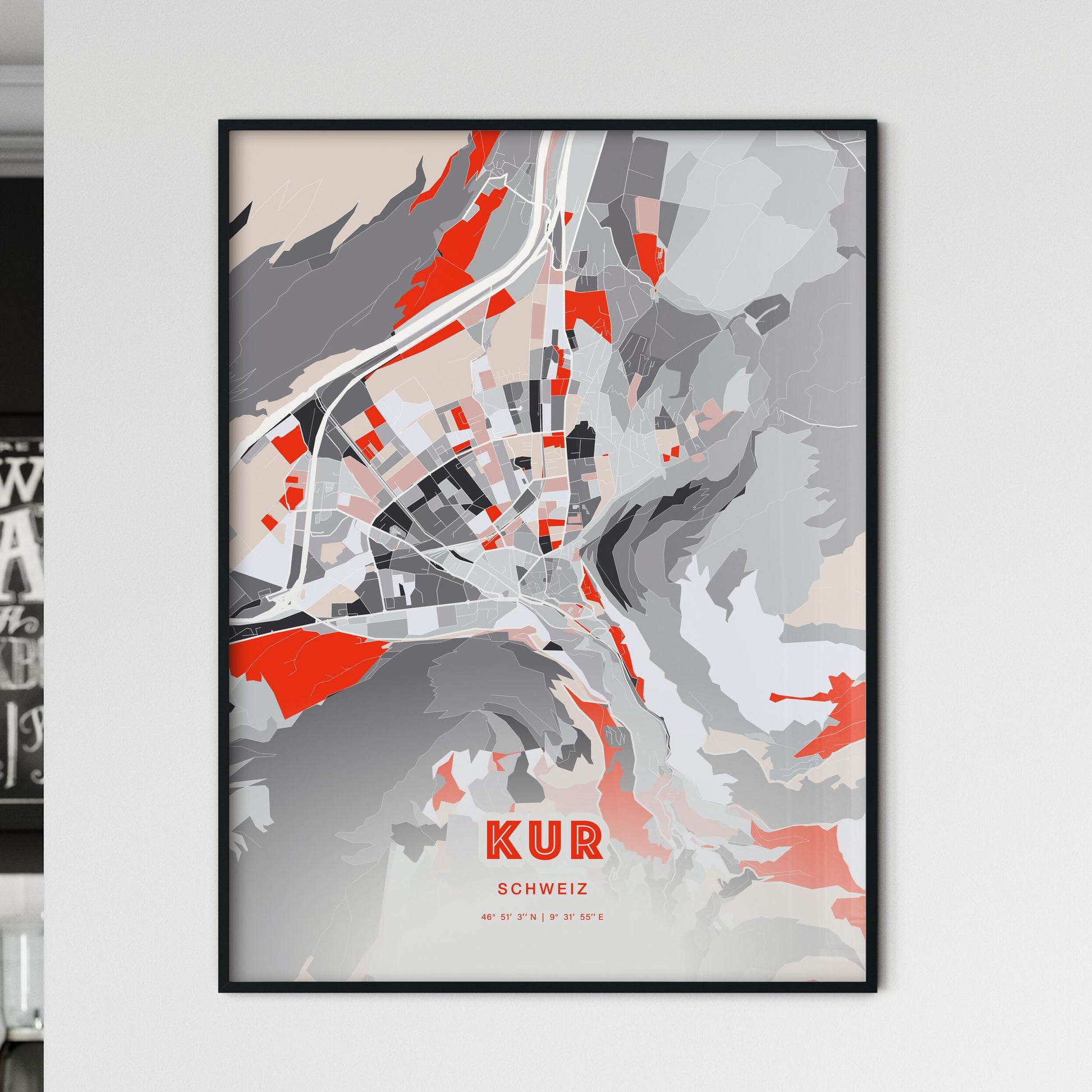 Colorful CHUR SWITZERLAND Fine Art Map Modern