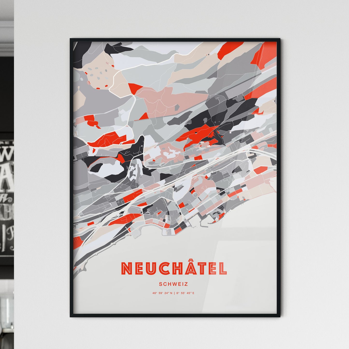 Colorful NEUCHÂTEL SWITZERLAND Fine Art Map Modern