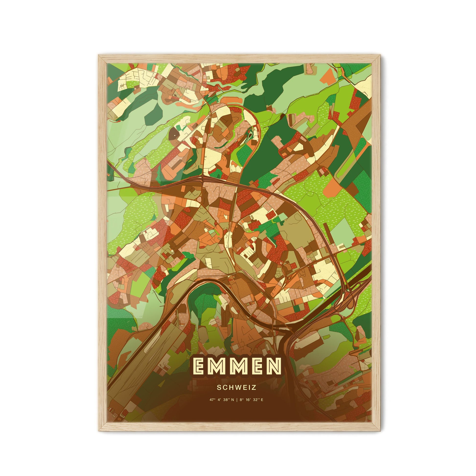 Colorful EMMEN SWITZERLAND Fine Art Map Farmhouse