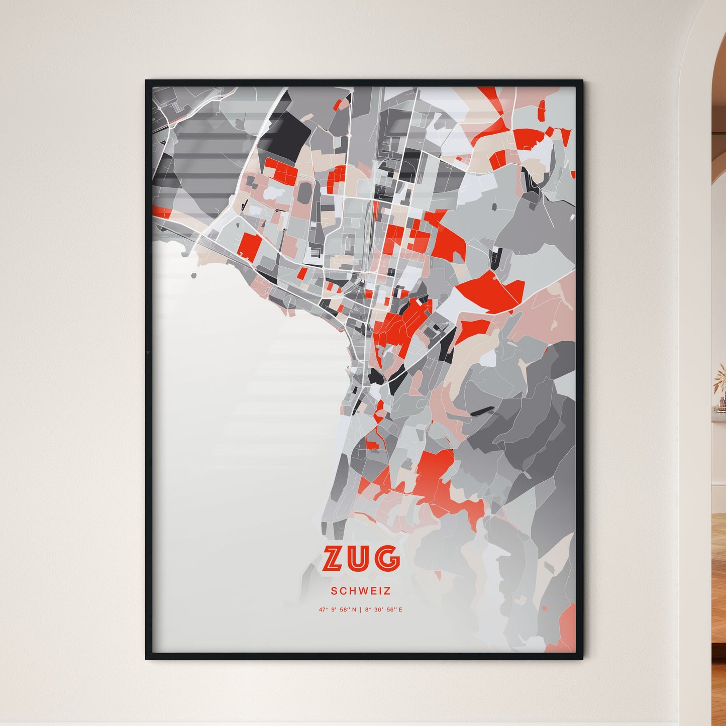 Colorful ZUG SWITZERLAND Fine Art Map Modern