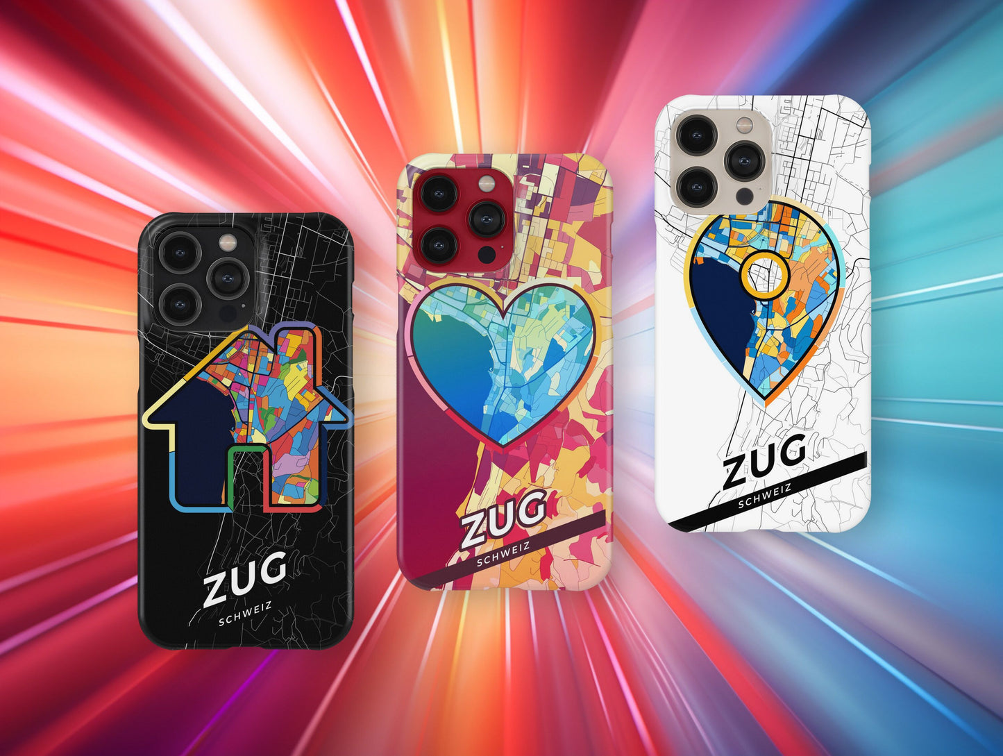 Zug Switzerland slim phone case with colorful icon