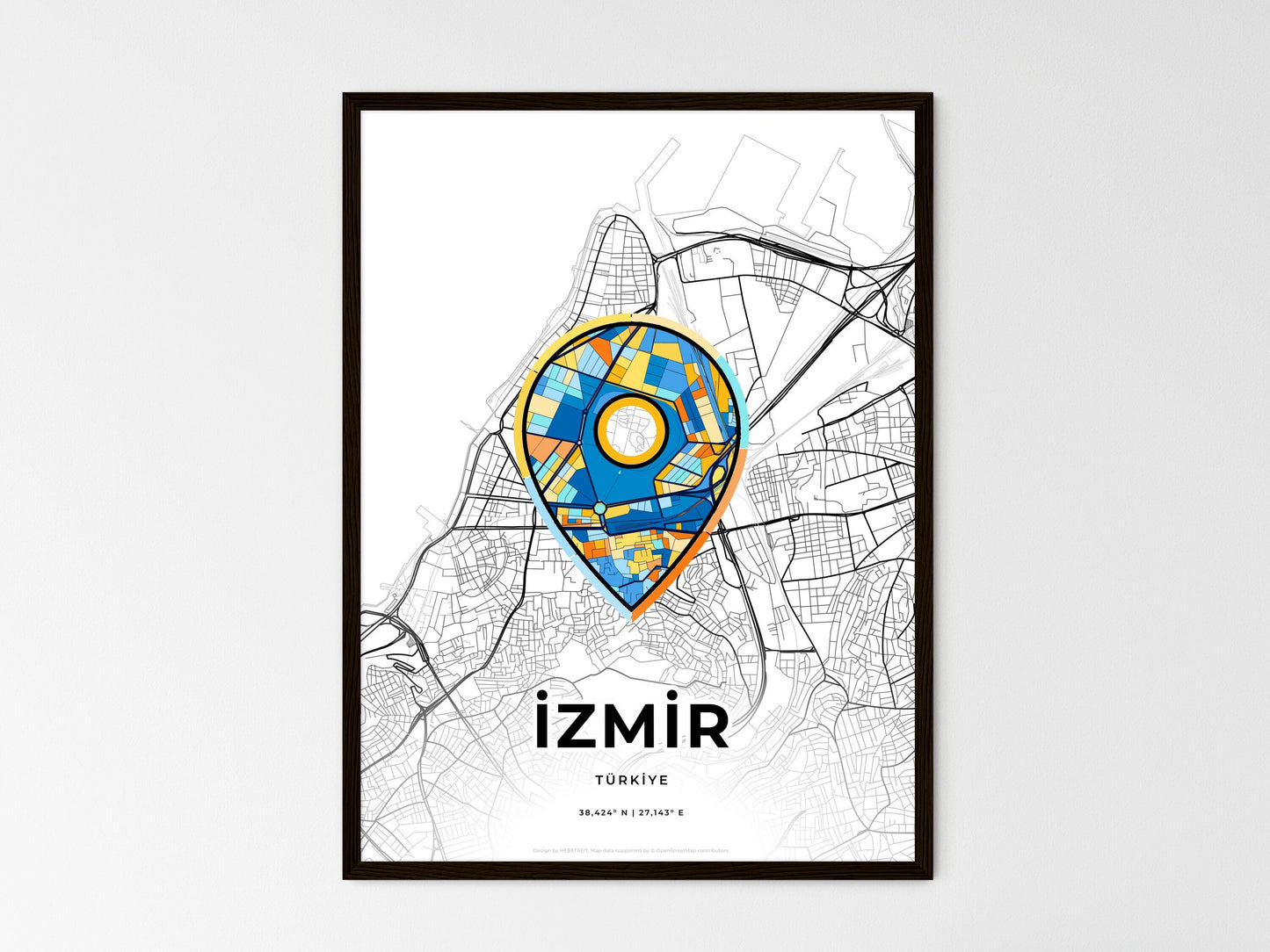 İzmir Turkey wedding art map with pointer icon