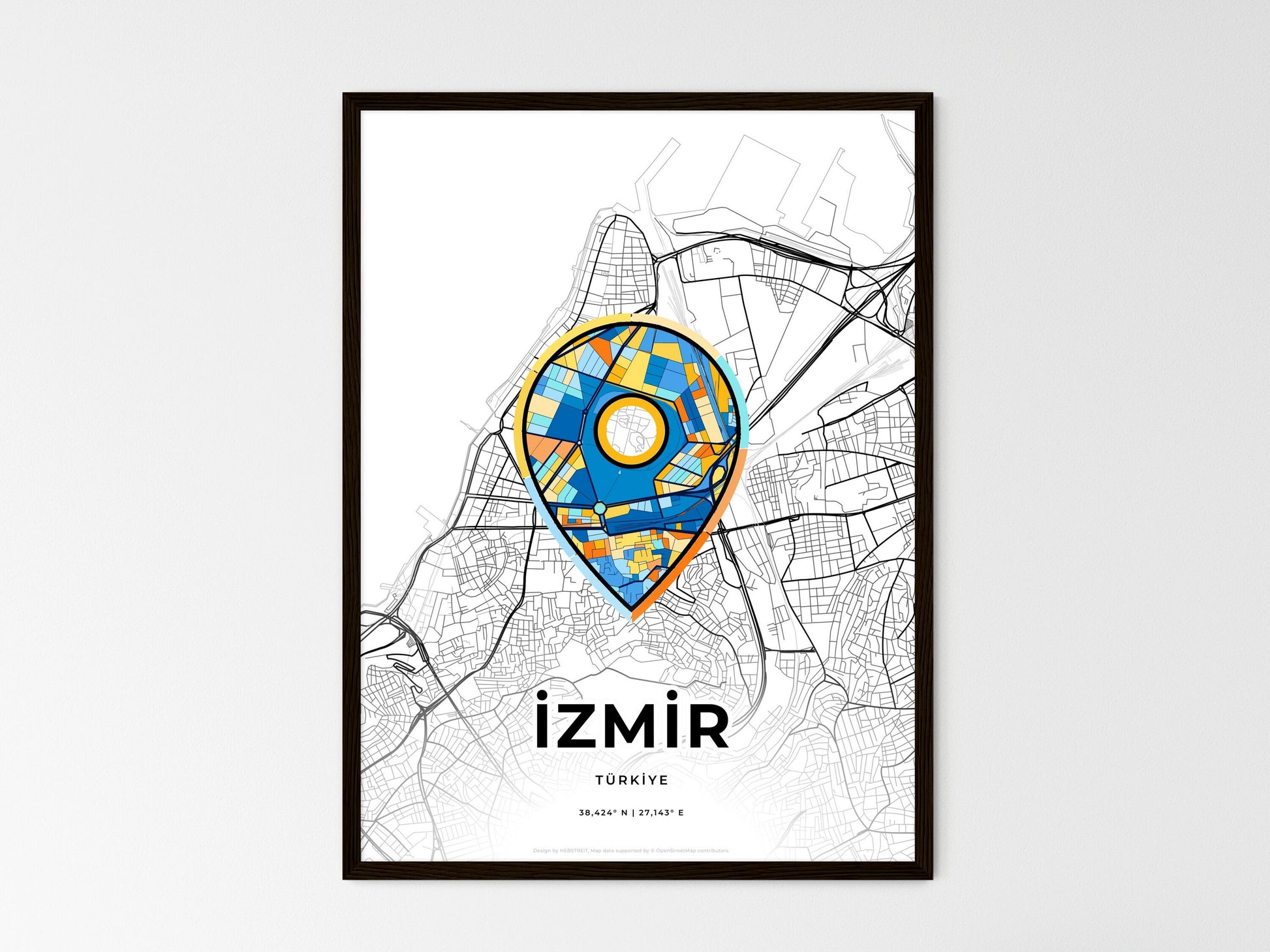İzmir Turkey wedding art map with pointer icon